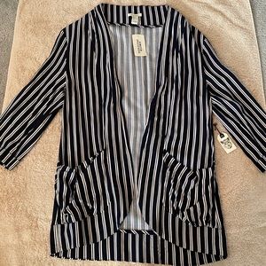 Navy and White Pinstripe Blazer/Cardigan